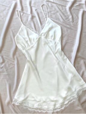 White satin slip dress nightgown